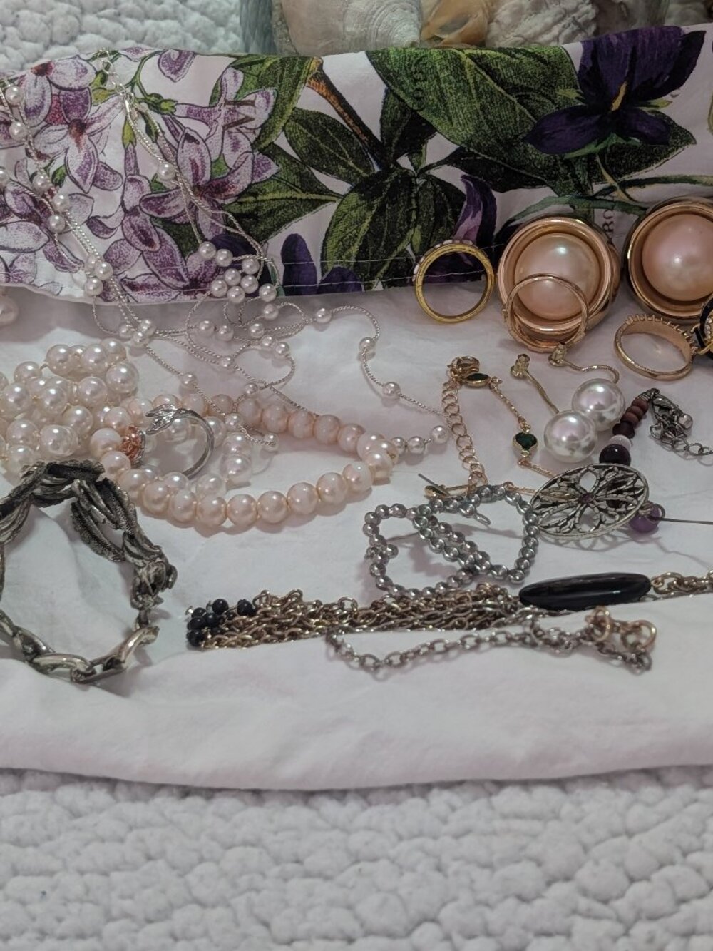Assorted Jewelry Grab Bag Lot w/ Nordstrom Iridescent Travel Box